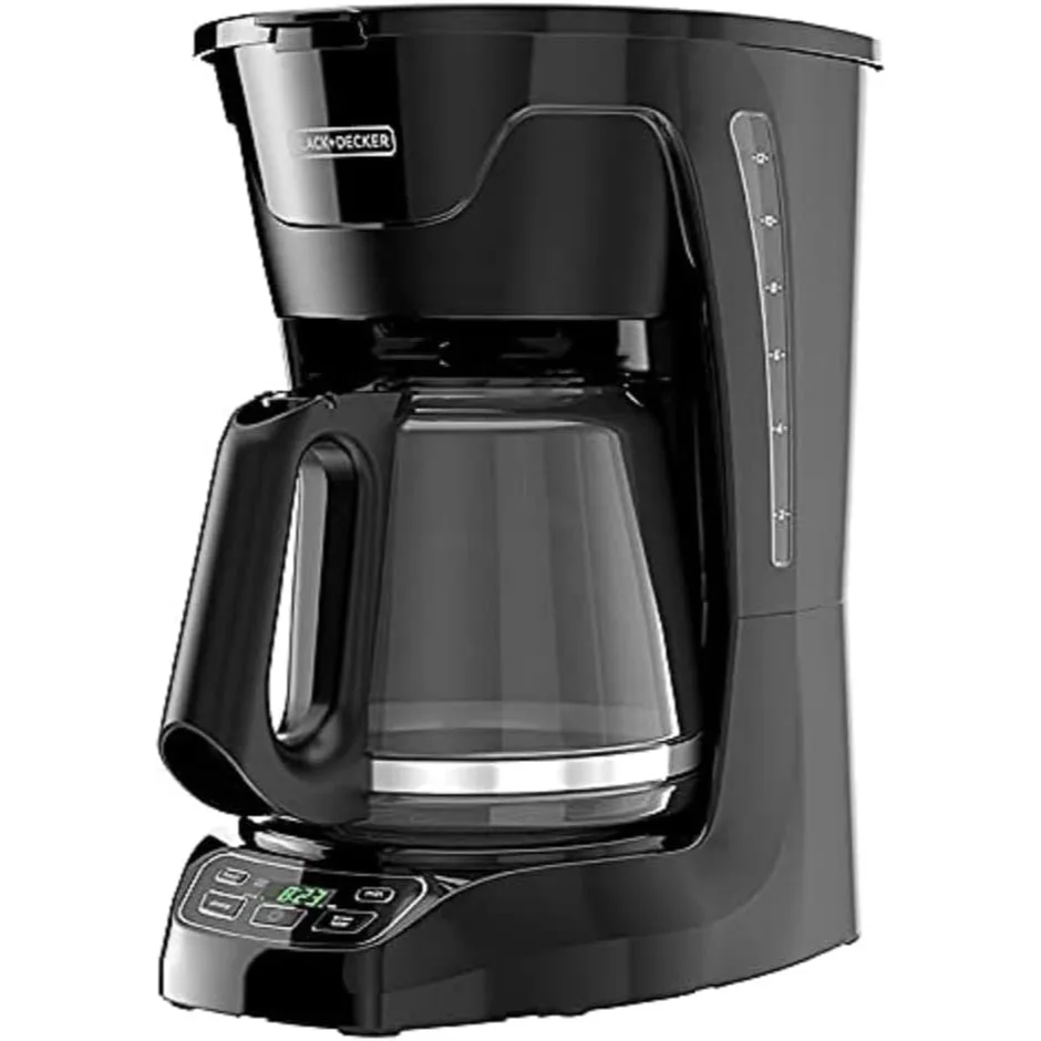 Programmable 12-Cup Coffee Maker, Vortex Technology, Easy Pour Non-Drip Carafe, Removable Filter Basket, Black