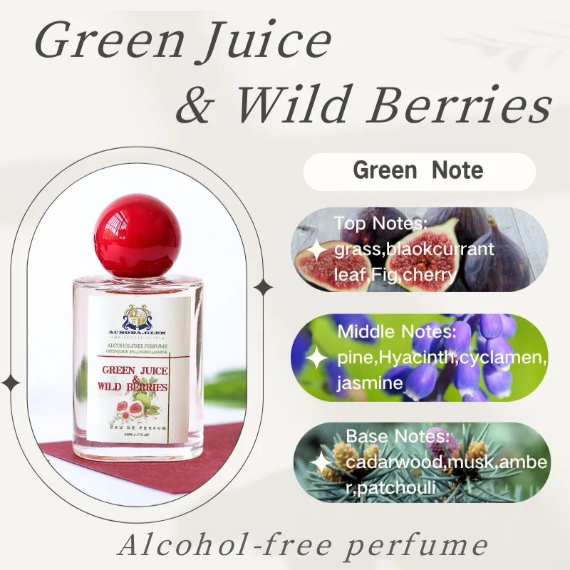 

Green Juice & Wild Berries Alcohol-Free Women's Perfume Green Floral Fragrance with Fig, Jasmine Musk Long-Lasting EDP Fragrance