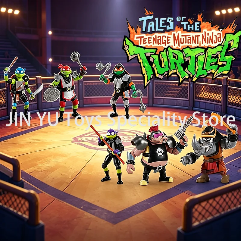 

Original TMNT Battle Arena 6-Pack Action Figures Gladiator Armor Outfits Leonardo Michelangelo Bebop Rocksteady Kids Gifts Toys