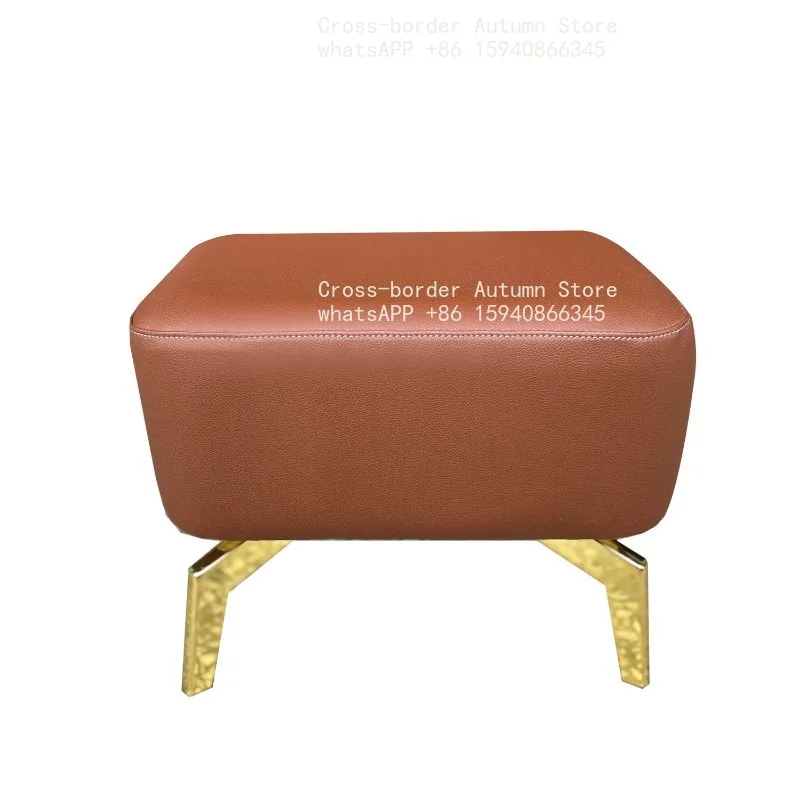 Modern light luxury golden foot shoe change stool high rebound sponge soft bag low stool non-slip living room universal
