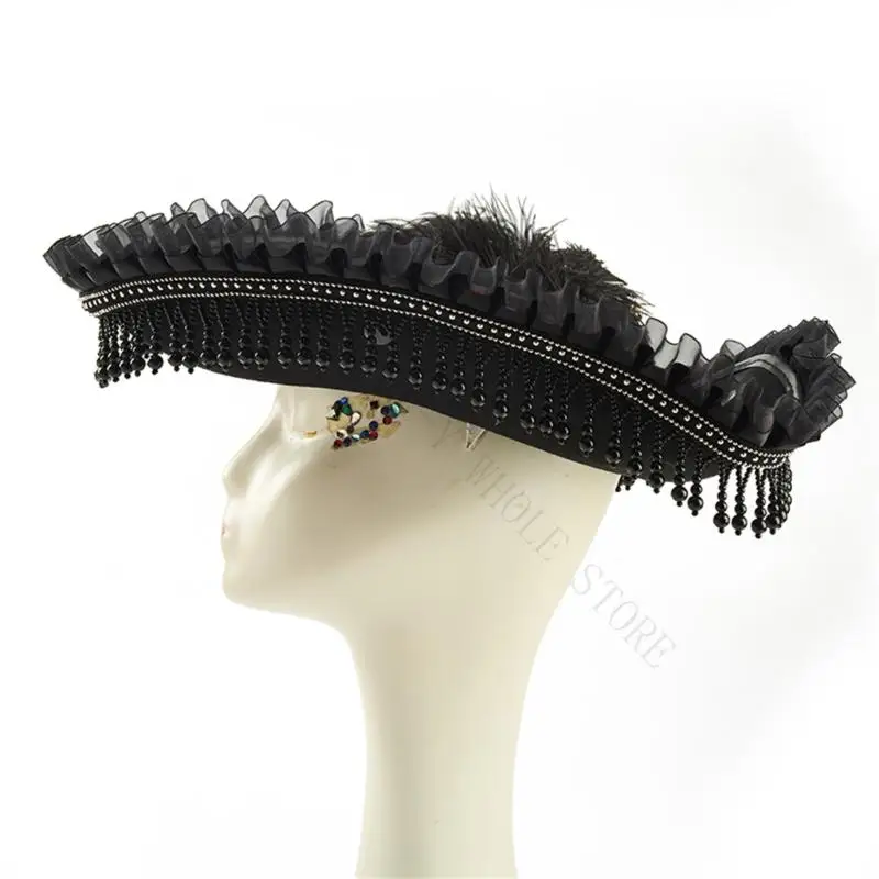 R7UF Eye Catching Pirate Hat With Artistic And Flower Arrangement Photo Props