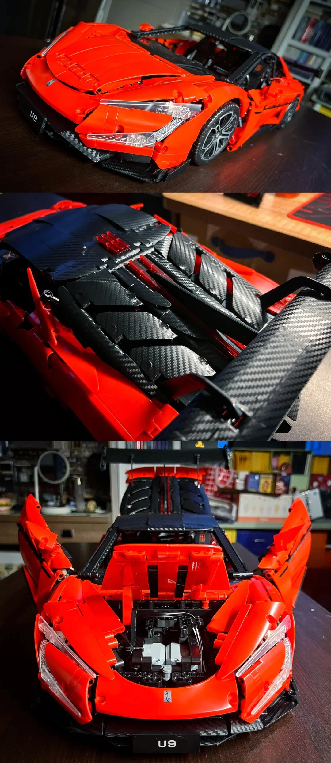 U9 Supersportwagen Technischer Baukasten 1:8 Maßstab Elektrischer Hypercar Konstruktions-Bausteine Modell DIY Montage-Spielzeug für Erwachsene – Detail 4