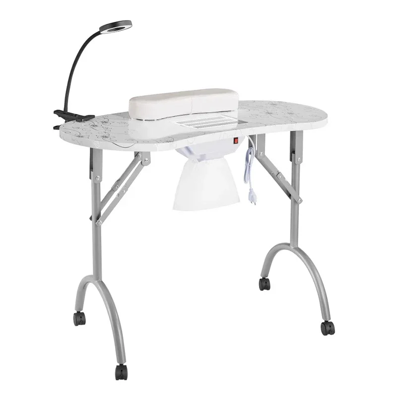 Manicure Salon Furniture Nails Designer Folding Portable Table Station Mesas Professional Tables Beauty Nail Marble Hairdressing