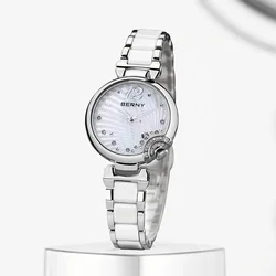 BERNY Ladies Quartz Watch Woman Ceramic Bracelet Butterfly Buckle Waterproof Watches Fashion Relogio Feminino Gift Жаночыя Гадзі