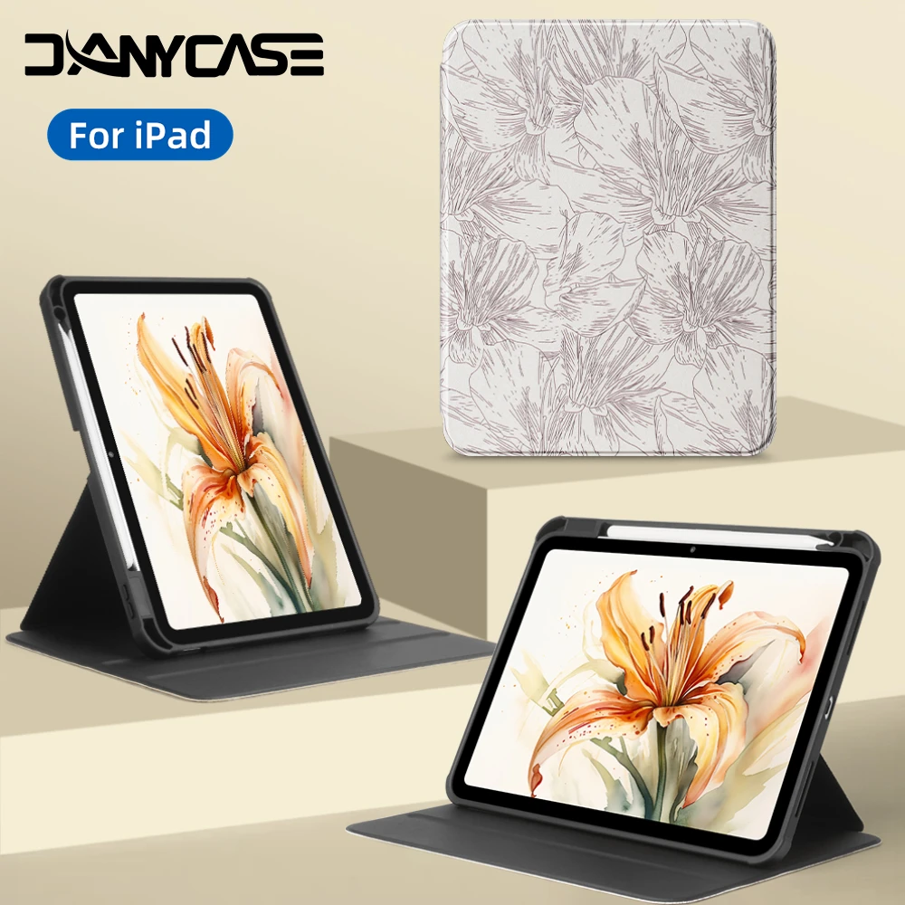 

3-кратный чехол для ipad Air 7-го поколения, чехол для ipad A16 11/10, 10,2 дюйма, 10,5 дюйма, Air5/4 Pro 12,9 11 13 M3 M2 с карандашом