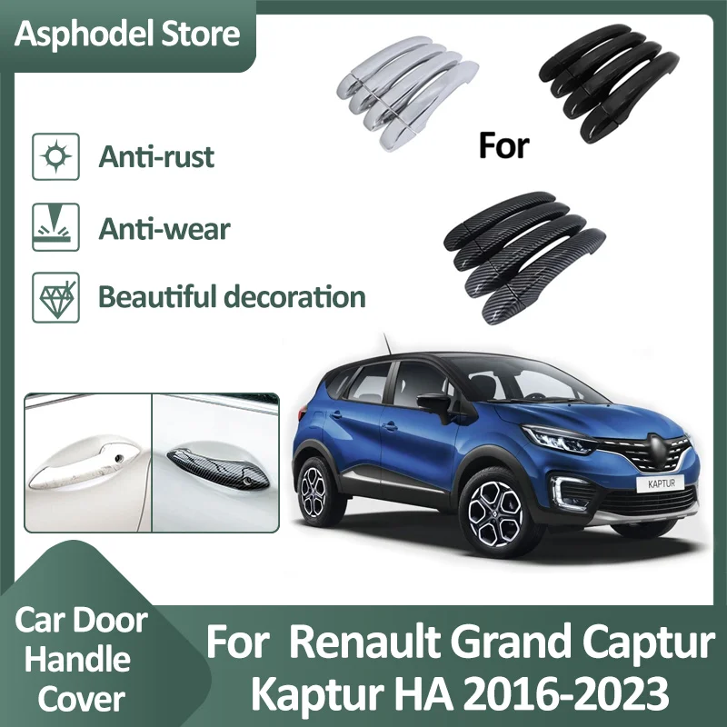 Door Handle Cover Trim For Renault Grand Captur Kaptur HA MK2 2016~2023 Car Exterior Luxurious Chrome Gloss Accessories Stickers