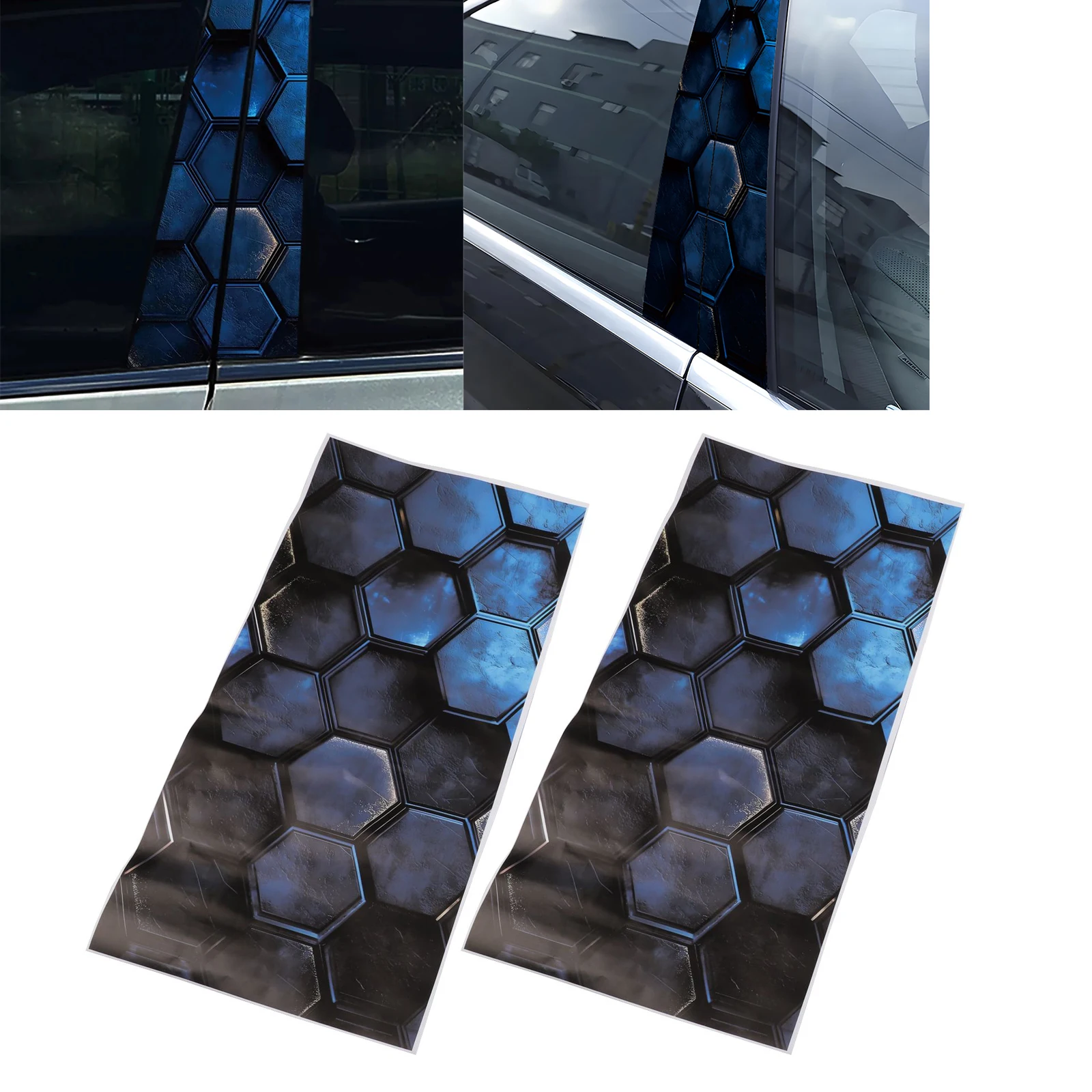 2 PCS Car B-Pillar Waterproof Decal For Honeycomb Car B-Pillar Waterproof Vehicle Center Column Decor Cover Scratch
