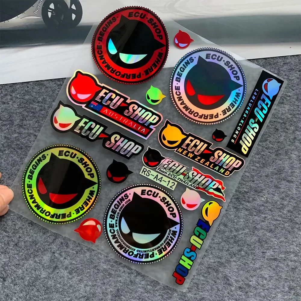 Laser Rainbow Vinyl Motorcycle Stickers Moto Body Helmet Decals Accessories For Honda Yamaha Kawasaki Voge Aprilia BMW ECU Shop