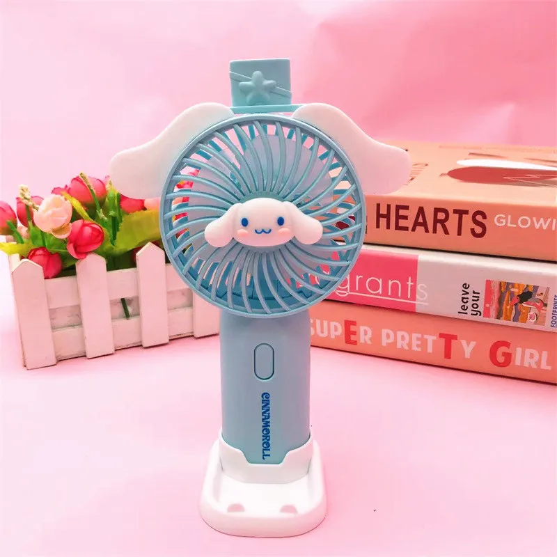 Anime Peripheral Gifts Kuromi Melody Sanrio Cartoon Electric Fan Handheld High Wind Portable Desktop Small Fan In Multiple Color