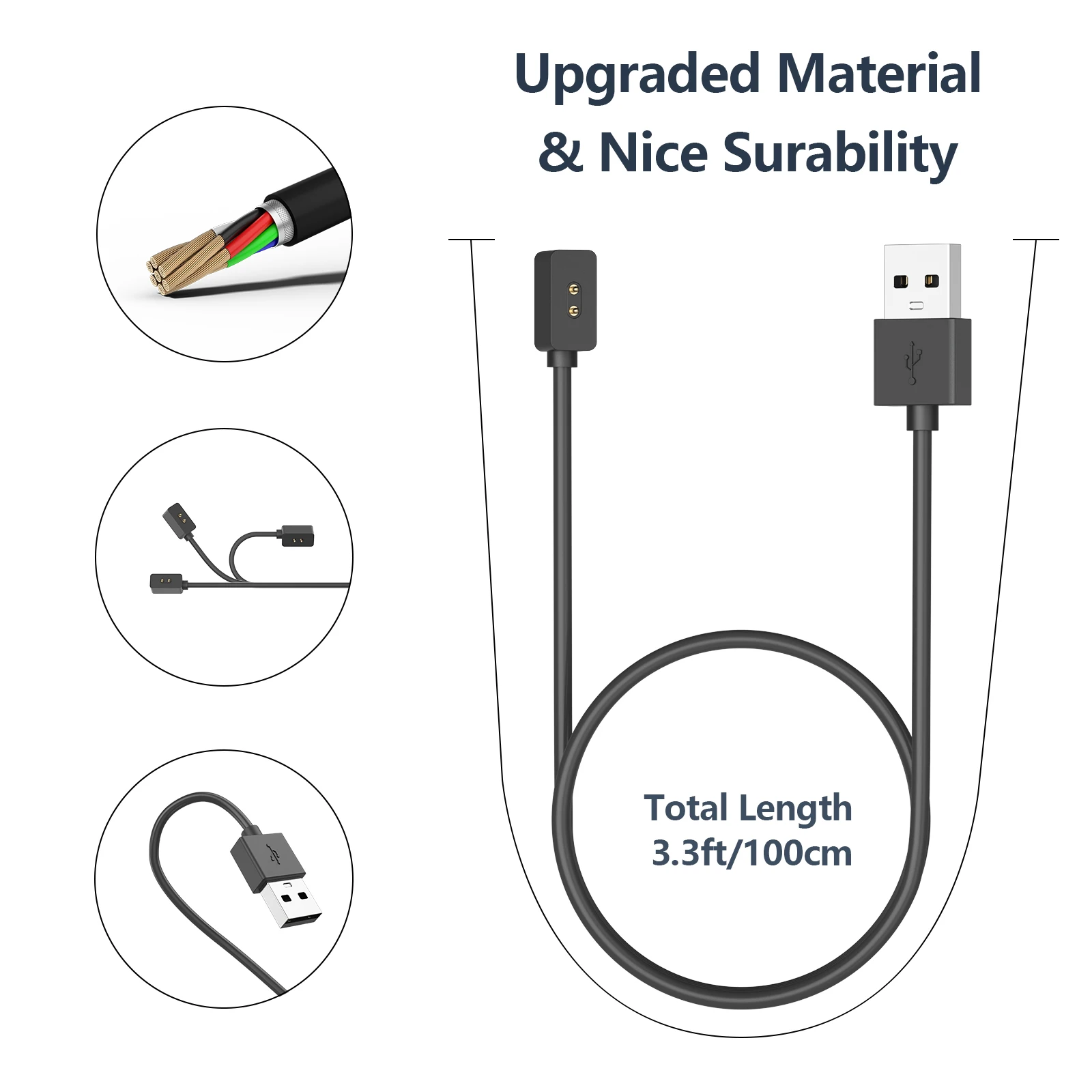 USB-Ladekabel für Xiaomi Mi Band 8/9/10 Pro, aktiver magnetischer Ladeadapterständer für Redmi Watch 4/3 Active/Band 2 Kabel – Detail 2