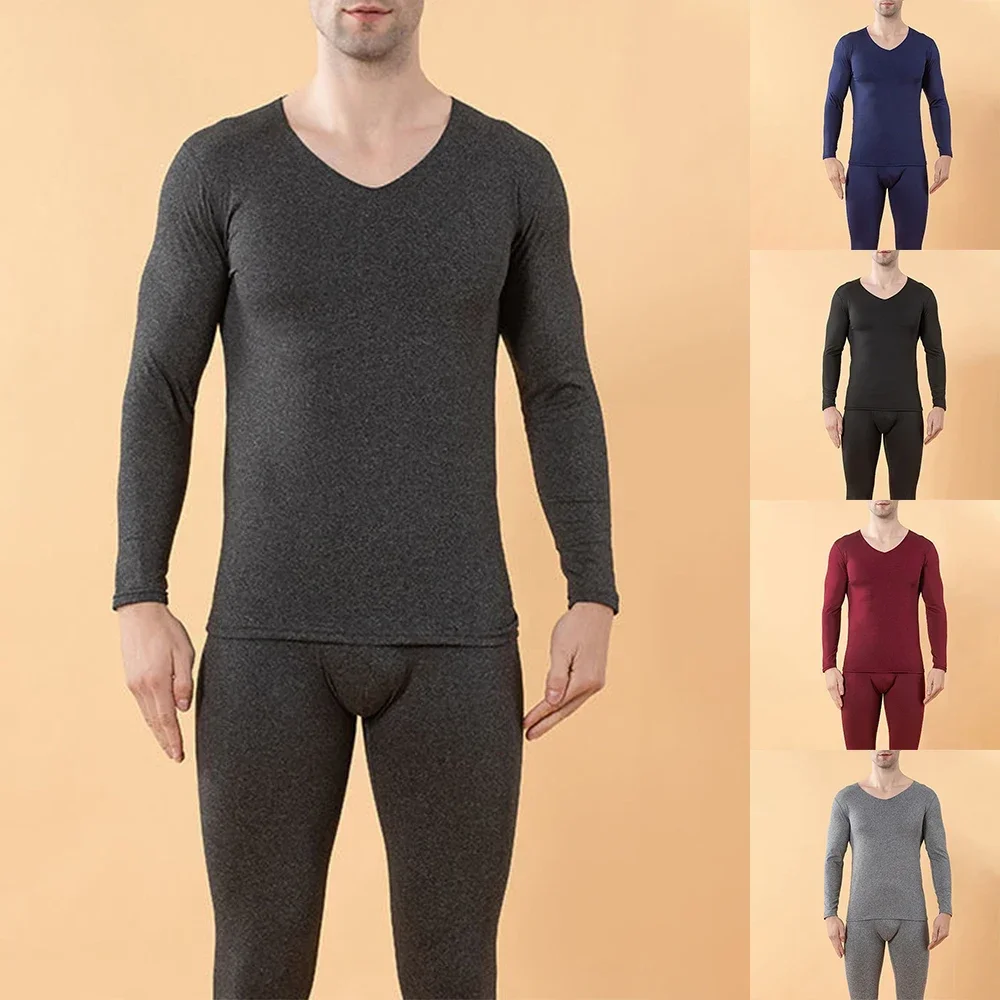 Ensemble de sous-vêtements thermiques sans couture pour hommes, longs caleçons en Y, document solide, confortable, lait, automne, hiver, mode