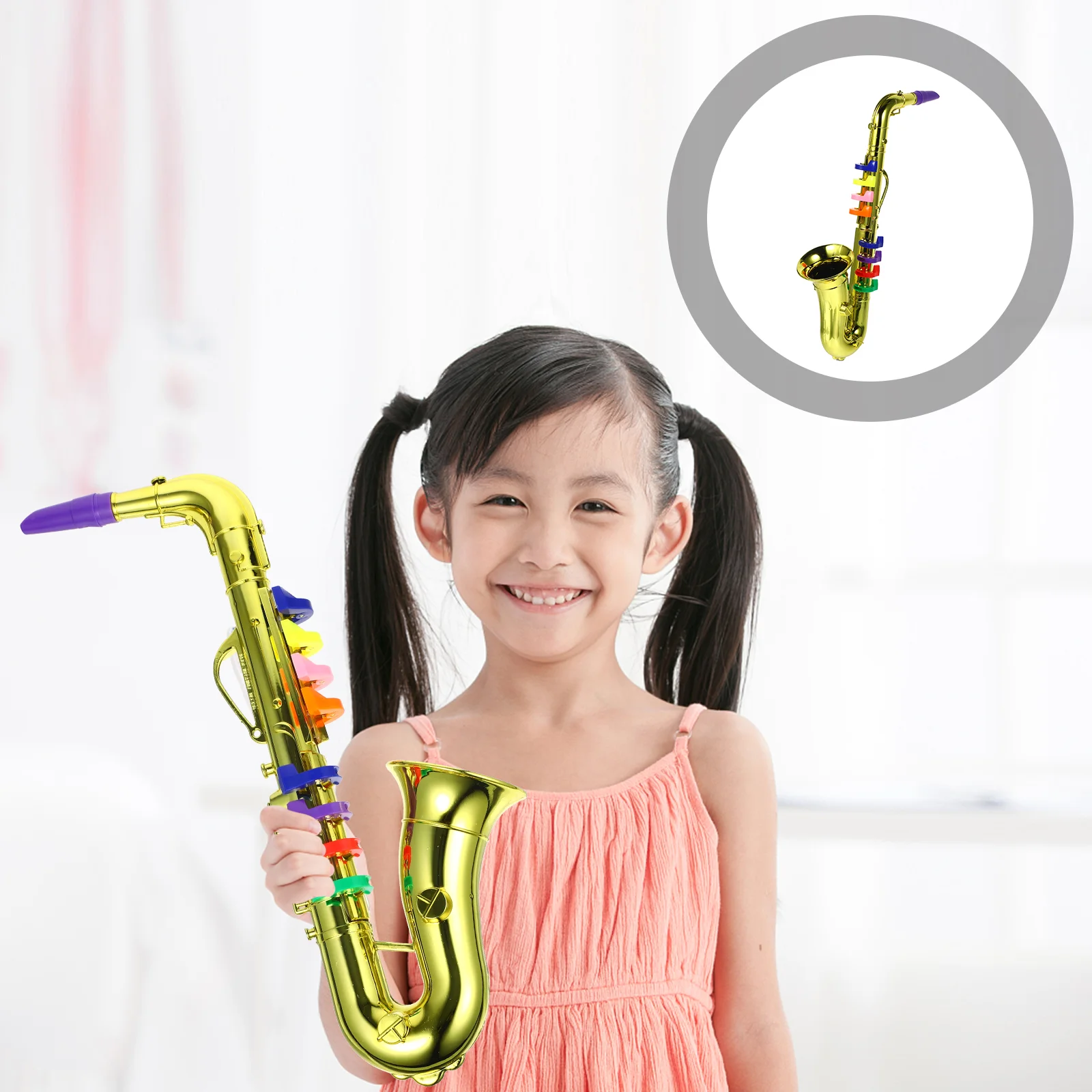 

Children Plastic Trumpet Toy Musical Instruments Toy Saxophone Rhythms Trumpet Toy Kids Mini Musical Toy (No Voice)