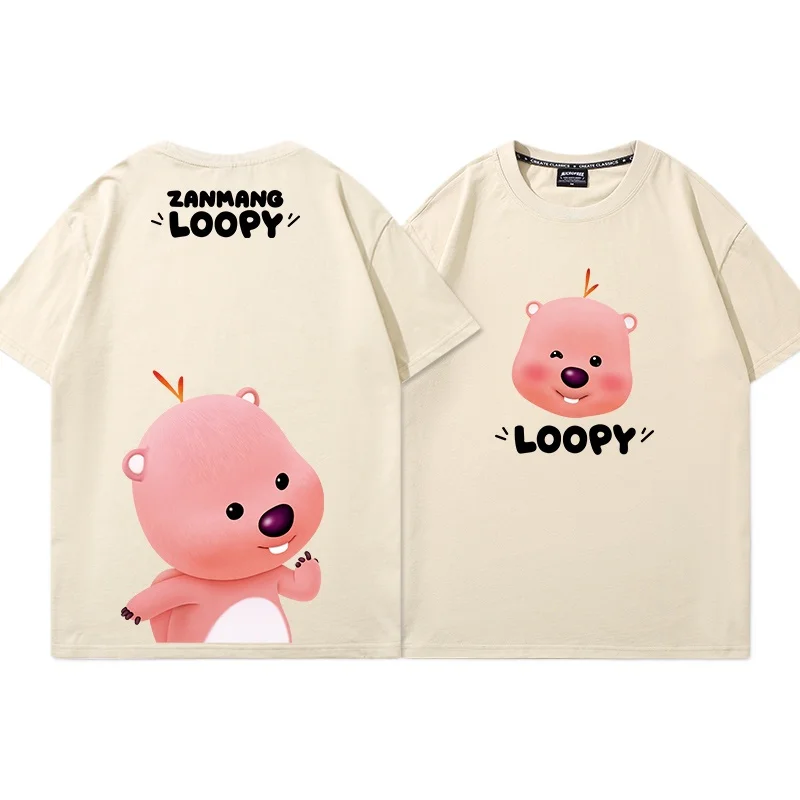 미니소 루피 애니메이션 티셔츠 여성 및 남성용 캐주얼 티셔츠 반팔 루즈핏 의류 선물 반팔 여름 상의