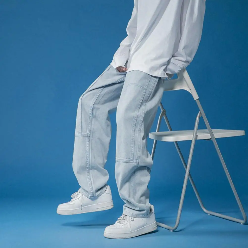 2022 New Fashion Pink Baggy Men Cargo Jeans Pants Elegant Straight Casual Women Solid Long Trousers Clothes Pantalon Homme
