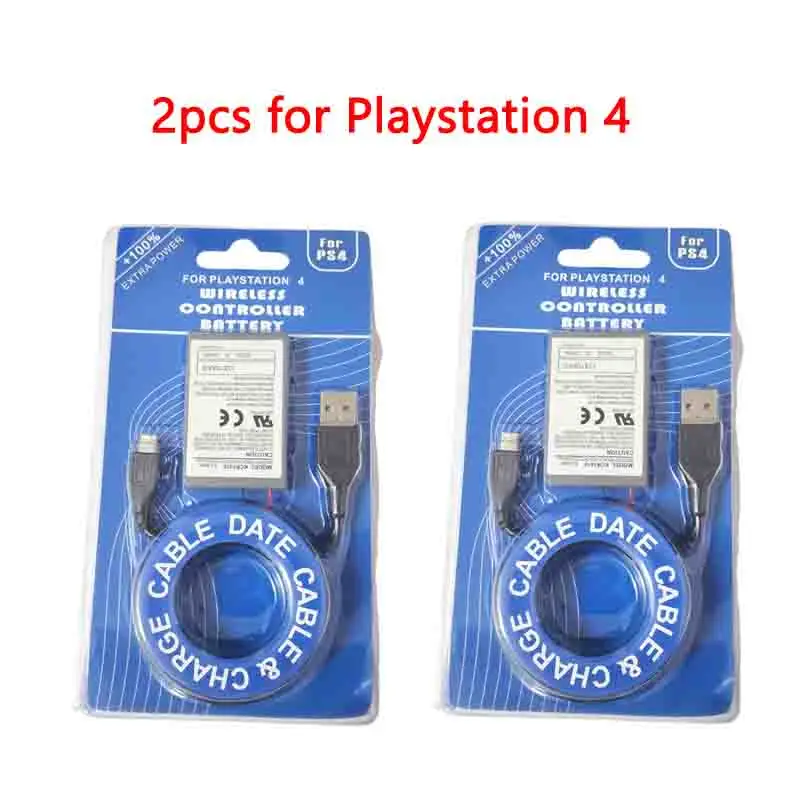 2pcs 3.7V Rechargeable Battery 2000mAh for Sony PS4 Wireless Controller First Generation Playstation GamePad Replacement Battery