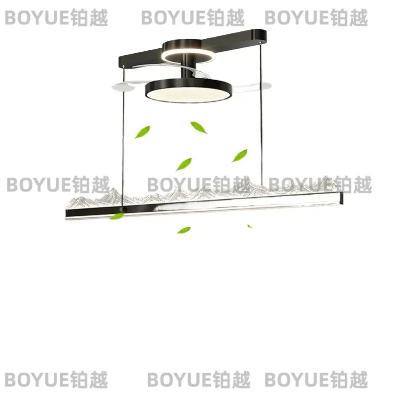 Italian Minimalist Iceberg Ceiling Fan Light Creative Art LED Strip Lamp for Dining Table Bar Restaurant Modern Decor
