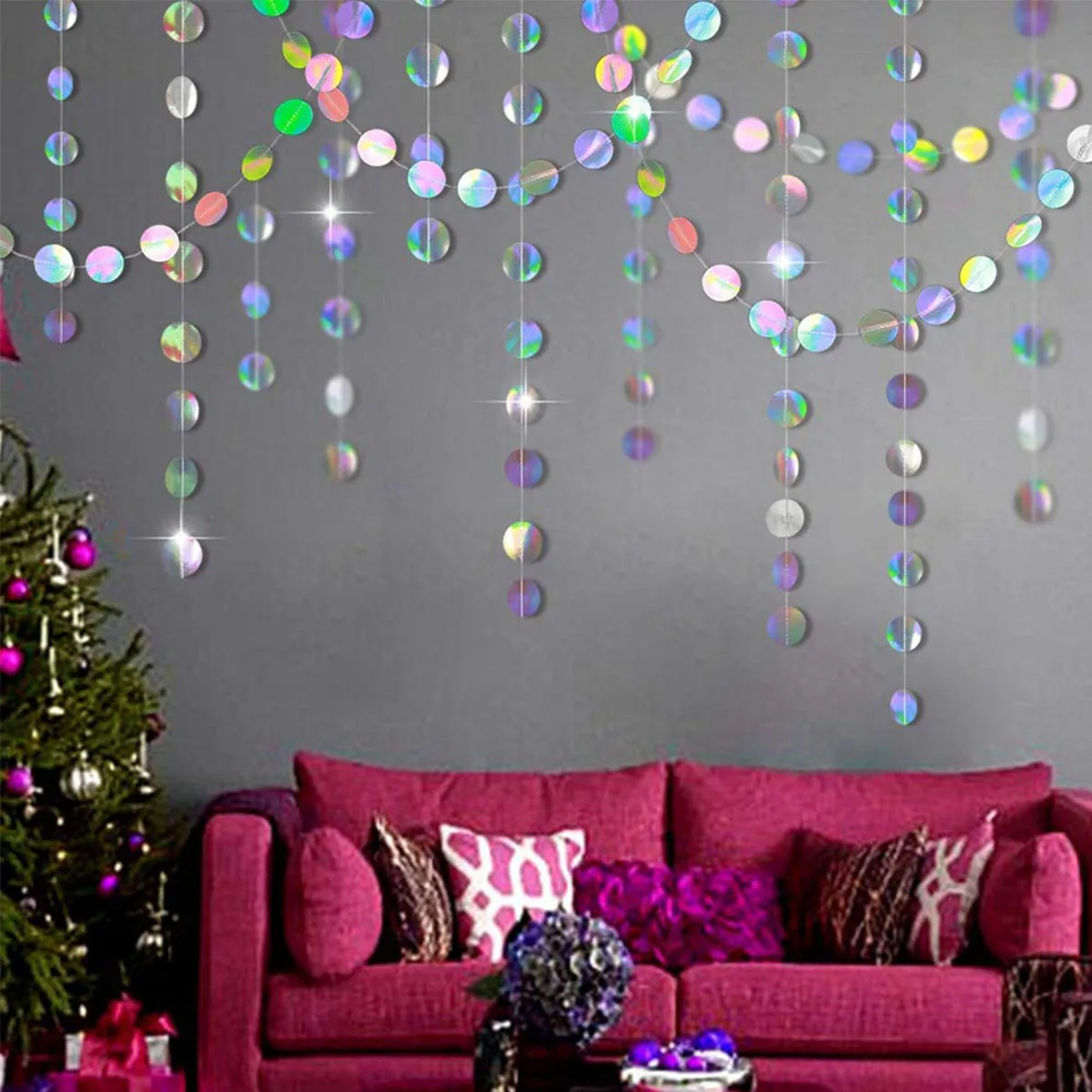 3.75M 12.3ft papierowy baner dekoracja urodzinowa pierwsze 1. dzieci chłopiec dziewczyna dorosły laser srebrna girlanda ślub Baby Shower — zdjęcie 6