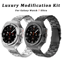 Luxury Modification Kit For Samsung Galaxy Watch 7 Ultra 47mm Stainless Steel Metal Case Strap Bezel Rubber Band DIY Accessorie