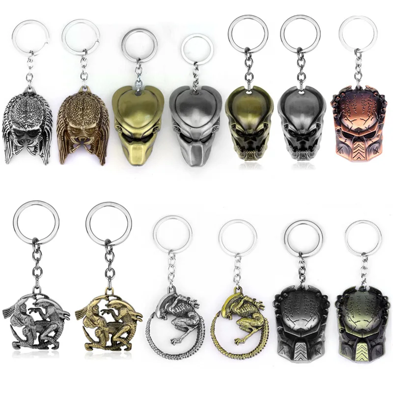 Movie Restore Scene Aliens Predator AVP Keychain Alien Queen Figure Cosplay Key Rings Men Key Accessories Gift