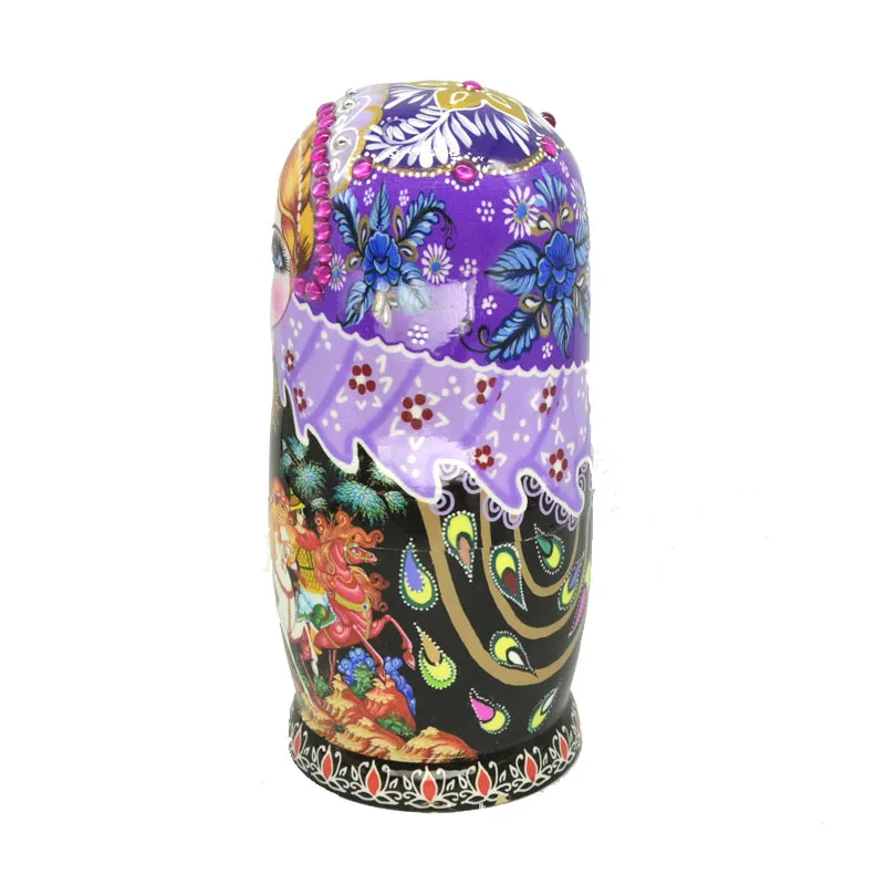 دمية ماتريوشكا 7 طبقات من سطح الطلاء نمط ركوب عام قصة على الطراز الرعوي الشمالي 1