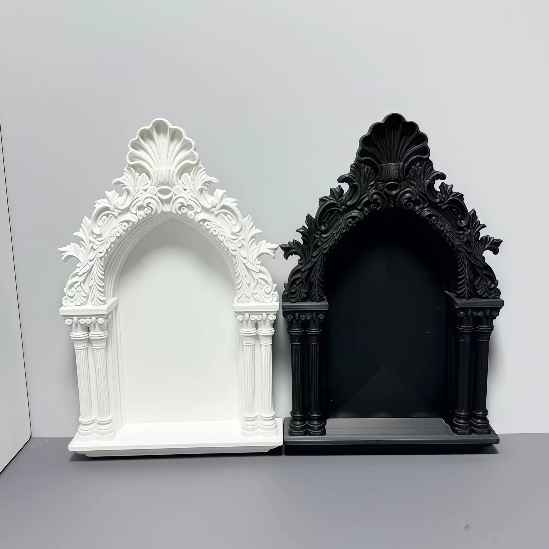 Miniature Dollhouse Gothic Baroque Frame, 1/12 Scale Ornate Arched backboard, Dark Aesthetic Dollhouse Scene Decor