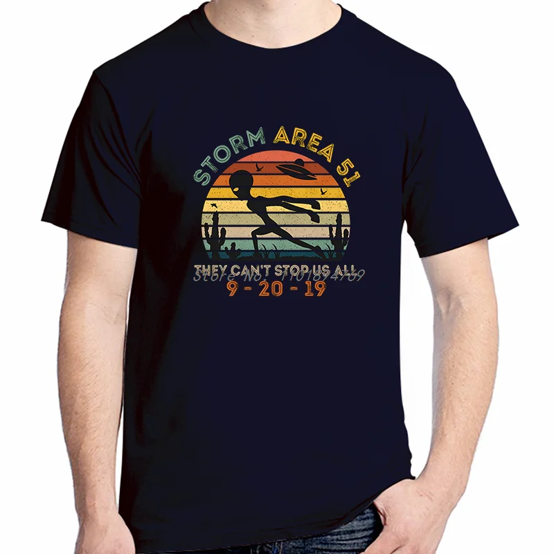 They Can't Stop Us All Summer Graphic T Shirts Area 51 Alien Fashion T Shirt For Men Tees Tops Cotton Short Sleeve T-Shirt