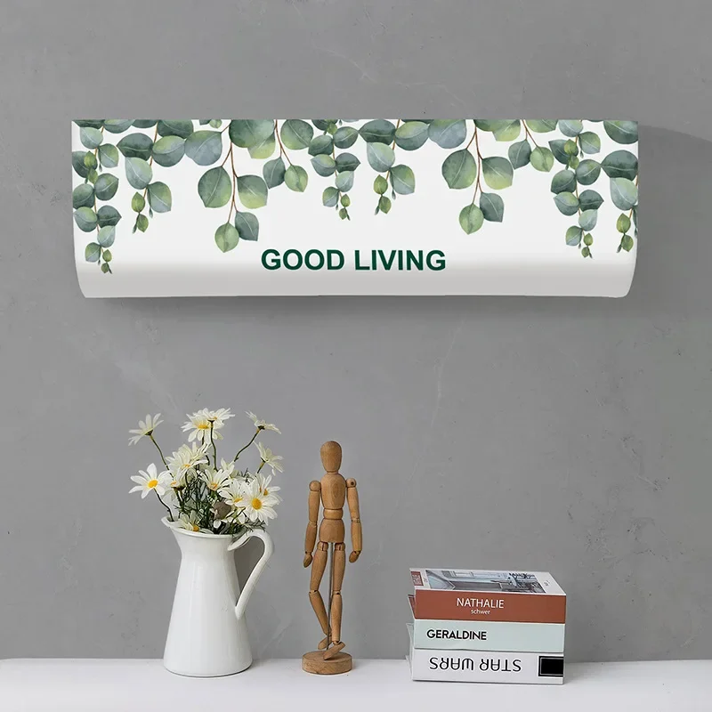 Tropical Leaves Printed Dust Covers Washable Air Conditioner Cover Air Conditioning Sunscreen Hanging Indoor Protective Case