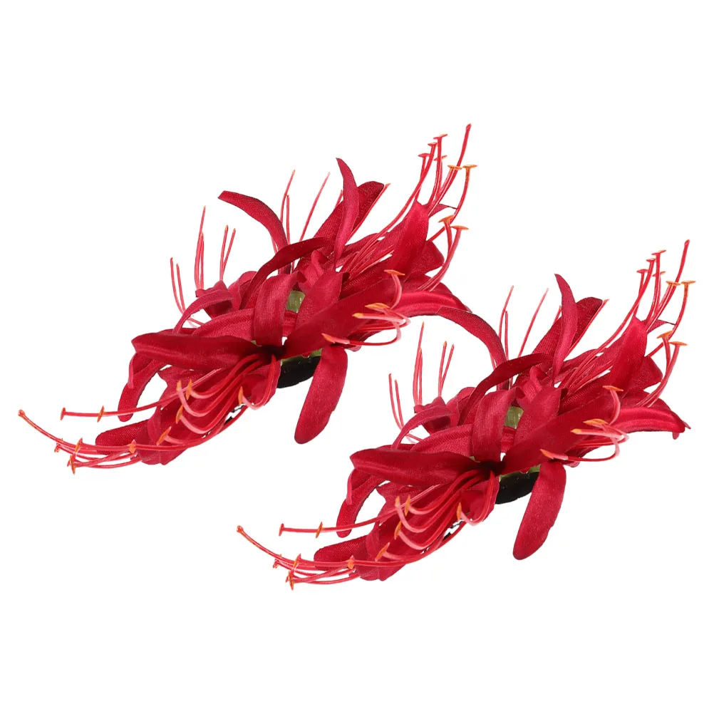 

2pcs Flower Hair Clip for Women Accessories Polyester Thin Snap Hairpin Decoration Sturdy Structure Versatile Styling Practical