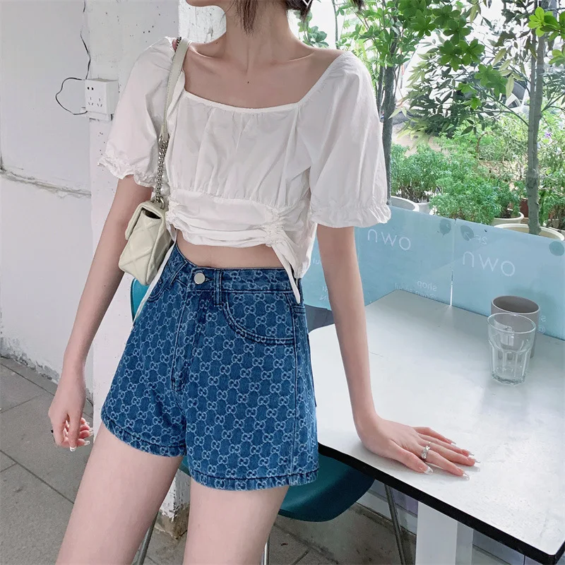 Summer Denim Shorts for Women Korean Fashion High Waist Short Jeans Female Casual Street Wide Leg Short Pants