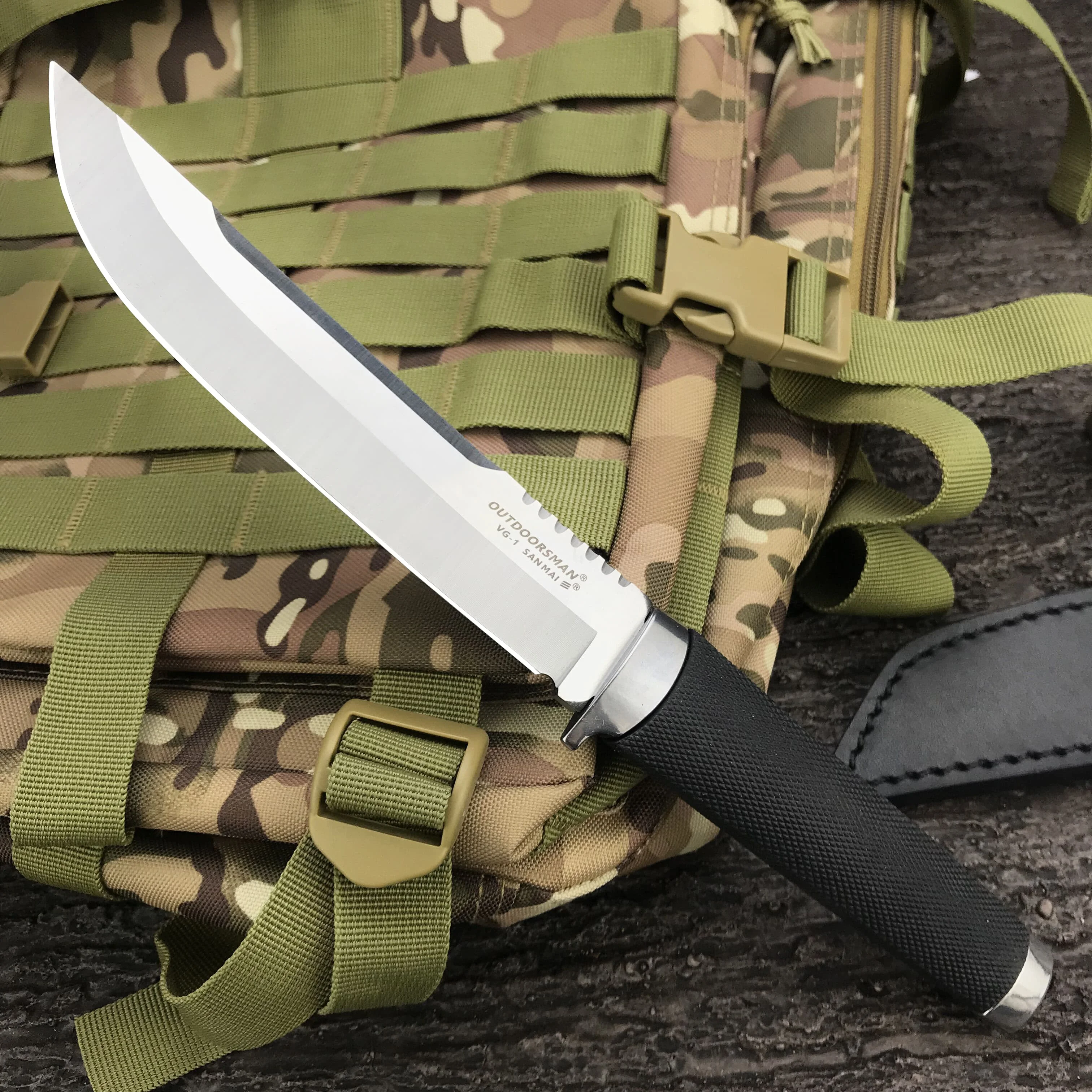 VG10 Steel Straight Knife Fixed Blade Outdoor Knife ASB handle for camping trekking jungle expeditions portable straight knife