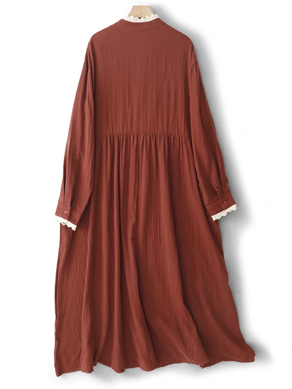 Confortável renda de algodão longo sve dr casual sle outono inverno feminino plus size dr versátil camada base dr