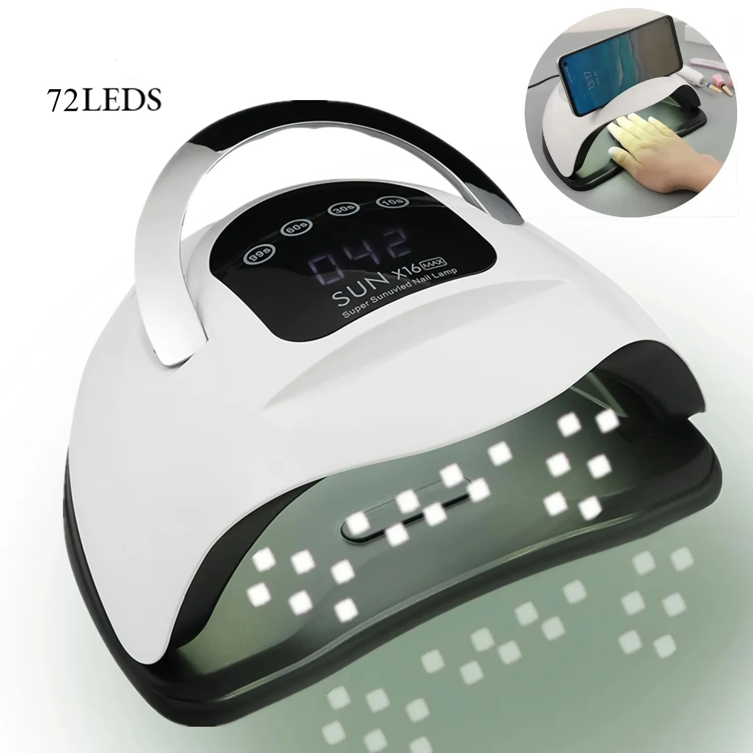 72 LEDs Nail Dryer Machine With Phone Holder UV LED Lamp For Nails Gel Polish Curing Professiona Lamp LCD Display