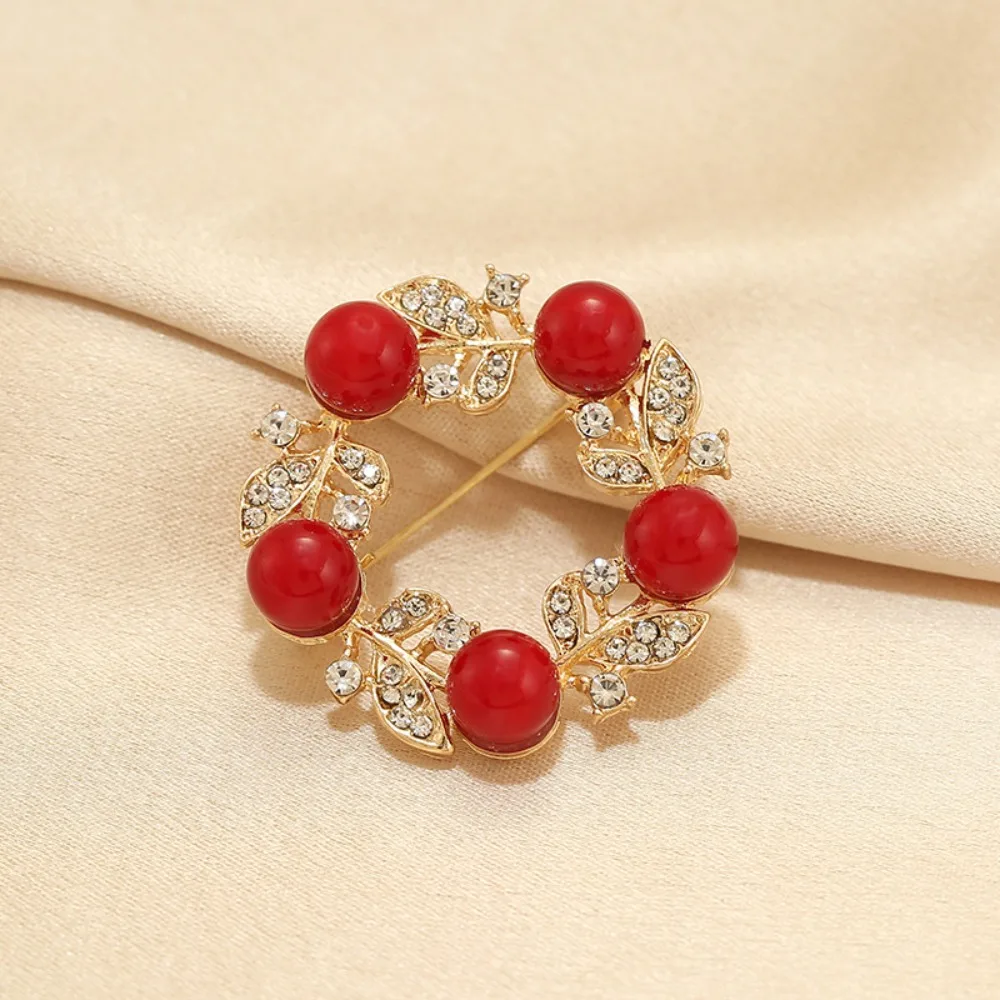 Rhinestone Tulip Flower Brooch Pearl Golden Jewelry Luxury Elegant Design Clothing Accessories Men Women