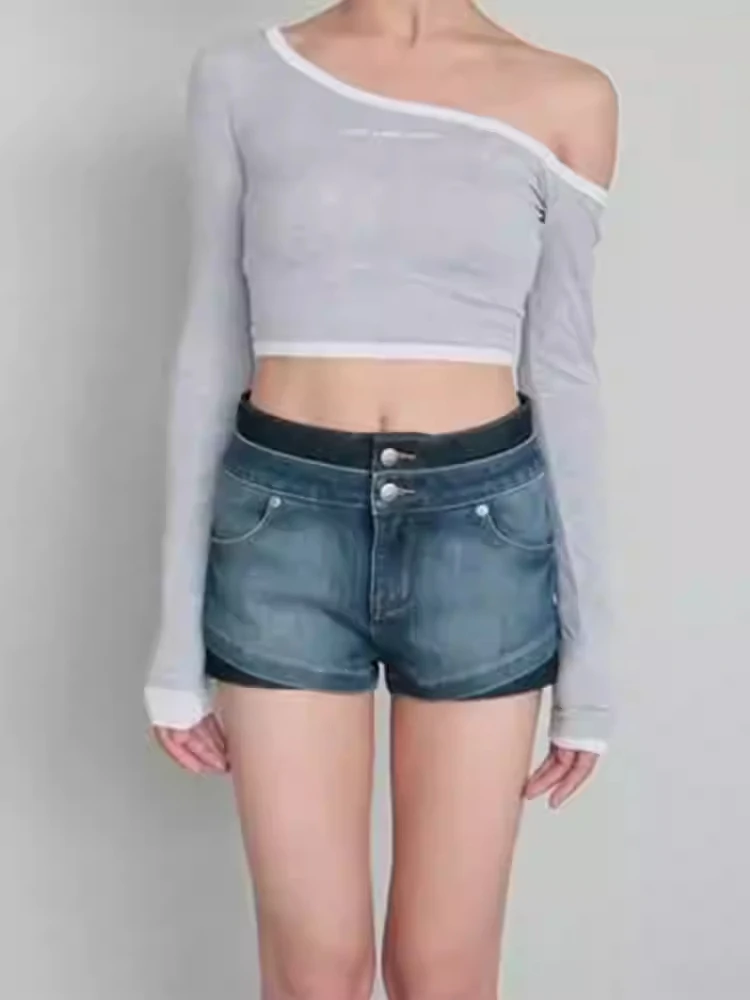 2026 Summer Women American Retro High Waist Denim Shorts Y2K 2000s High Waist Japanese Harajuku Jeans Hot Pants Streetwear New