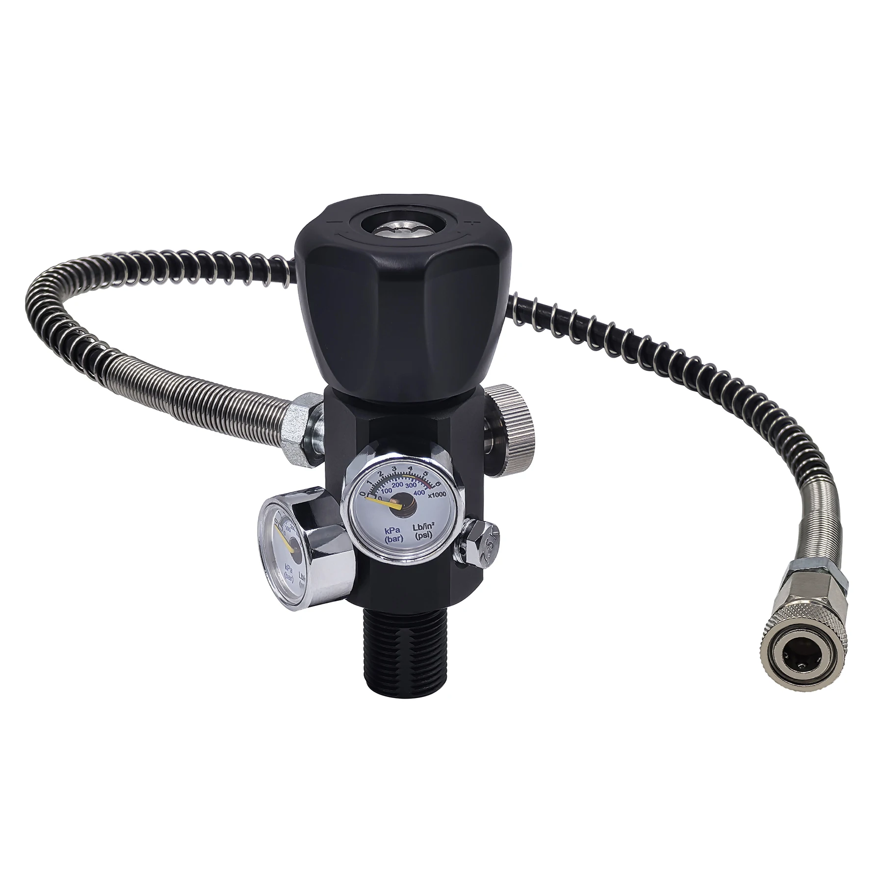 DIN Valve Fill Station Adapter 4500psi/300bar with 20inches Hose Dual Gauge for Charging Scuba Tank Diving