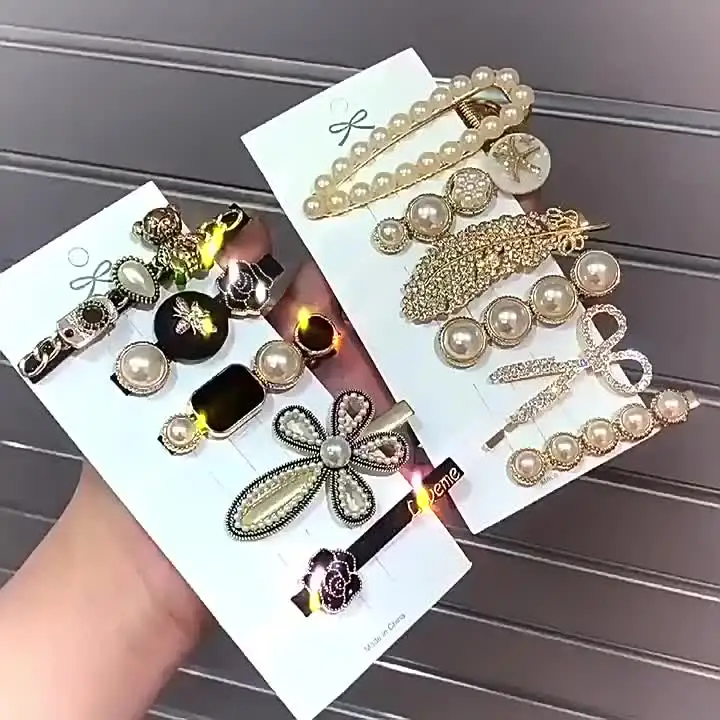 5 adet el yapımı inciler saç klipleri Pin kadınlar için moda geometrik çiçek tokalarım şapkalar kızlar tatlı tokalar saç aksesuarları
