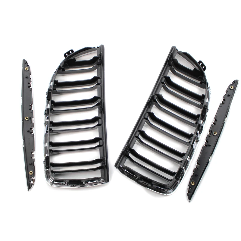 Front Kidney Double Line Grille Sport Grill Replacement For BMW 3 Series E90 E91 Sedan 4Door 2005-2008 Chrome Black