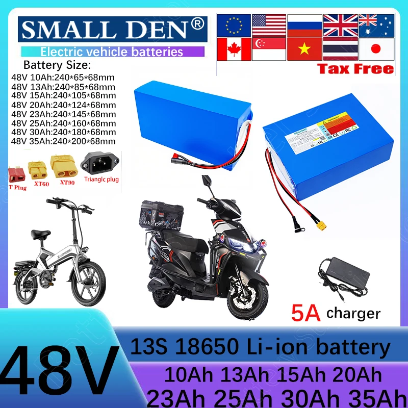 48V batterie lithium-ion10Ah 13Ah 15Ah 20Ah 23Ah 25Ah 30Ah 35Ah18650 13S3P-10P Suitable for1500WHigh power power tools+5Acharger