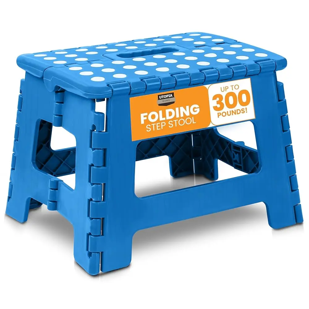 

Folding Step Stool - (Pa Of 1) Foot Stool With 9 H Height - Holds Up To 300 Lbs - Lightweight Plastic Foldable Step Stool For