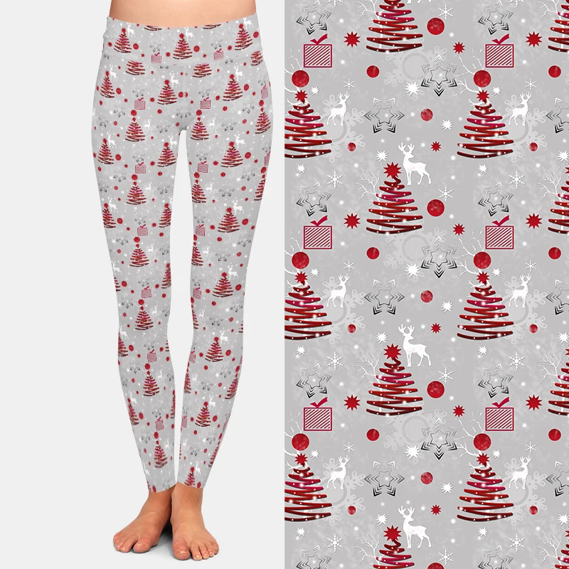 LETSFIND Winter New Christmas Women Fitness Leggings High Waist 3D Snowflakes Fir Deer Printing Sexy Girl Slim Trousers Pants