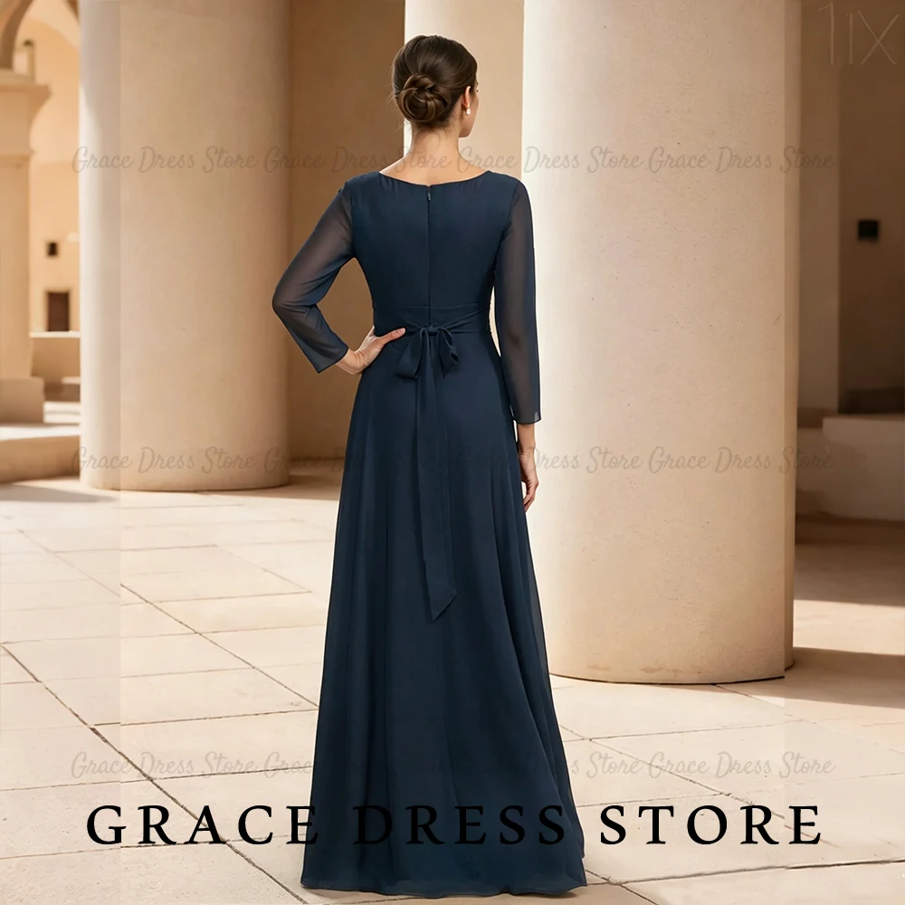 Grace Women's Wedding Party Attire Simple V-Neck Chiffon vestidos de festa Long Sleeve A-Line High Low Guest Dresses Customized