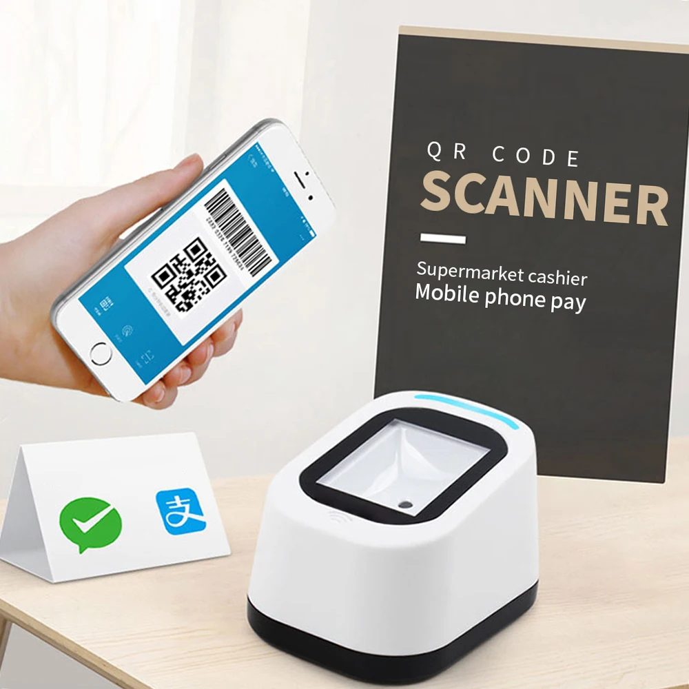 Wired Barcode Scanner USB Versatile Scanning Scan QR Code 1D 2D Code Reader for Supermarkets Stores White
