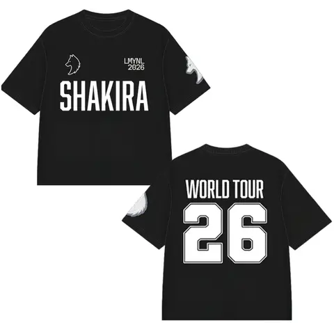2026 Shakira LMYNL World Tour Printed Summer T-shirt 100%Cotton Men's Women's Popular Fashion Oversized Casual Tshirt Y2k Tops
