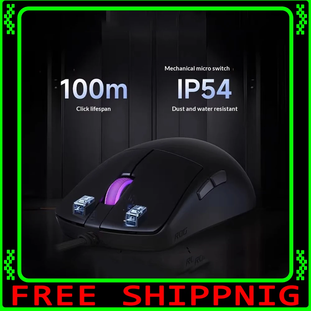 ROG HARPE Mini Gaming Mouse E-sports Optical Sensor Soft Paracord Cable Wired Mouse Low Delay 52g Light Weight Mouse Gamer