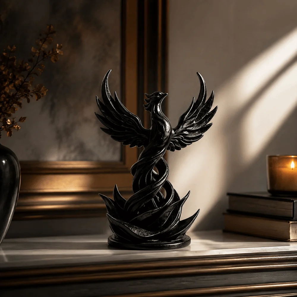 3D Printed Spiral Phoenix Sculpture Creative Elegant Desktop Bird Ornaments Vintage Home Decor Bookshelf Decoration