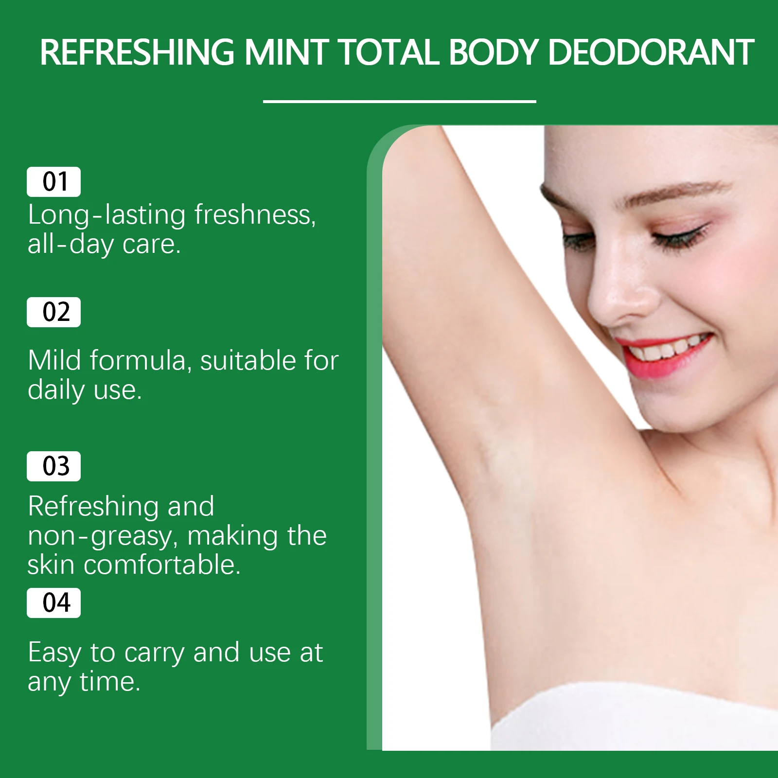 Mint Body Deodorant Stick entfernt Körpergeruch, langanhaltender Mintduft, erfrischende, nicht fettende, schweißfeste Sticks für Männer und Frauen
