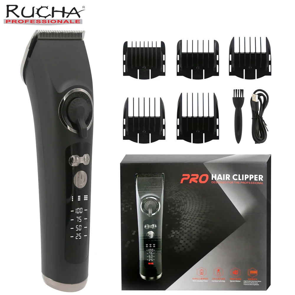 Professional Hair Clipper 7000 RPM Salon Hair Trimmer For Men LCD Power Display Electric Hair Cutting Machine USB Rechargeable