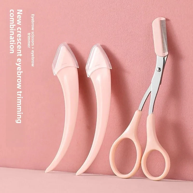 Anti-scratch Stainless Steel Eyebrow Kit Curved Eyebrow Knife Eyebrow Scissors Eyebrow Shaver Eyebrow Tweezers Beauty Tool