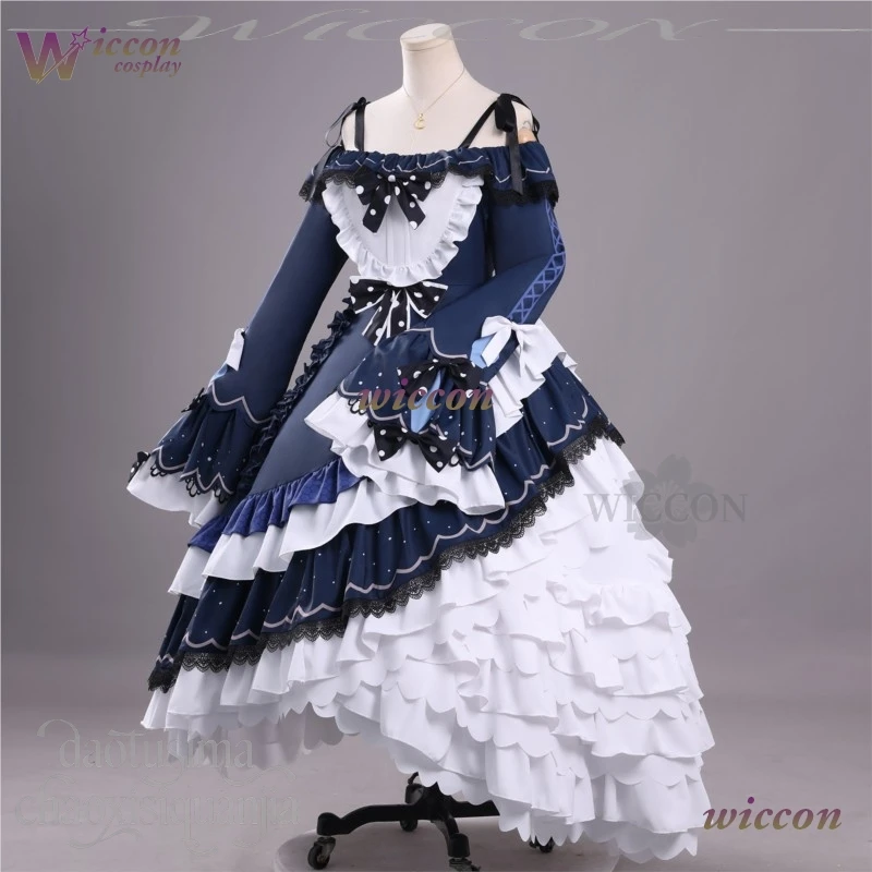 WUHU Anime Magical Girl Witch Trial Cosplay Natsume Anan Costume Kawaii Navy Blue White Cake Dress Goth Lolita Wigs Christmas - view 3