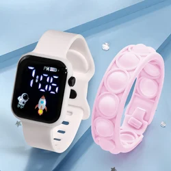 Hot Selling 2PCS Kids Smartwatch Wristband Student LED Touch Screen Animated Icon Electronic Watch Game Wristband Reloj